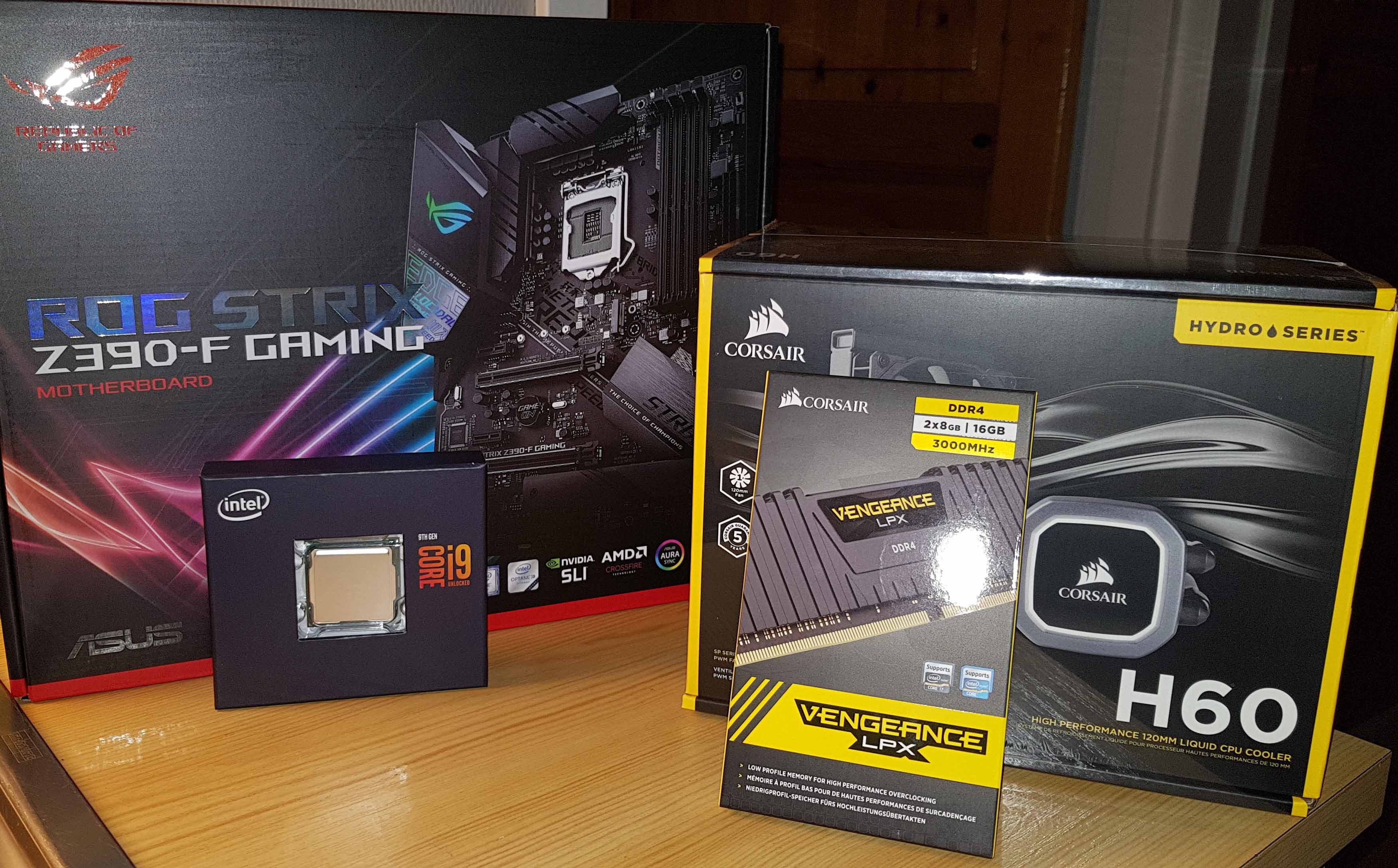 Image of cpu, motherboard, ram and cooler